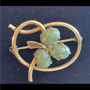 1/20 12k Gold Filled Jadeite Brooch/Pin. Vintage